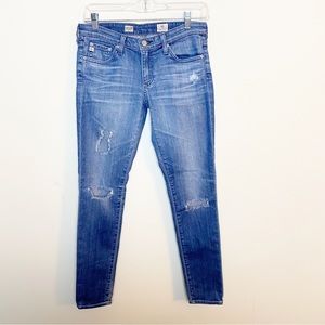 AG Adriano Goldschmied Distressed Super Skinny Ankle Jeans Medium Wash Women 27R